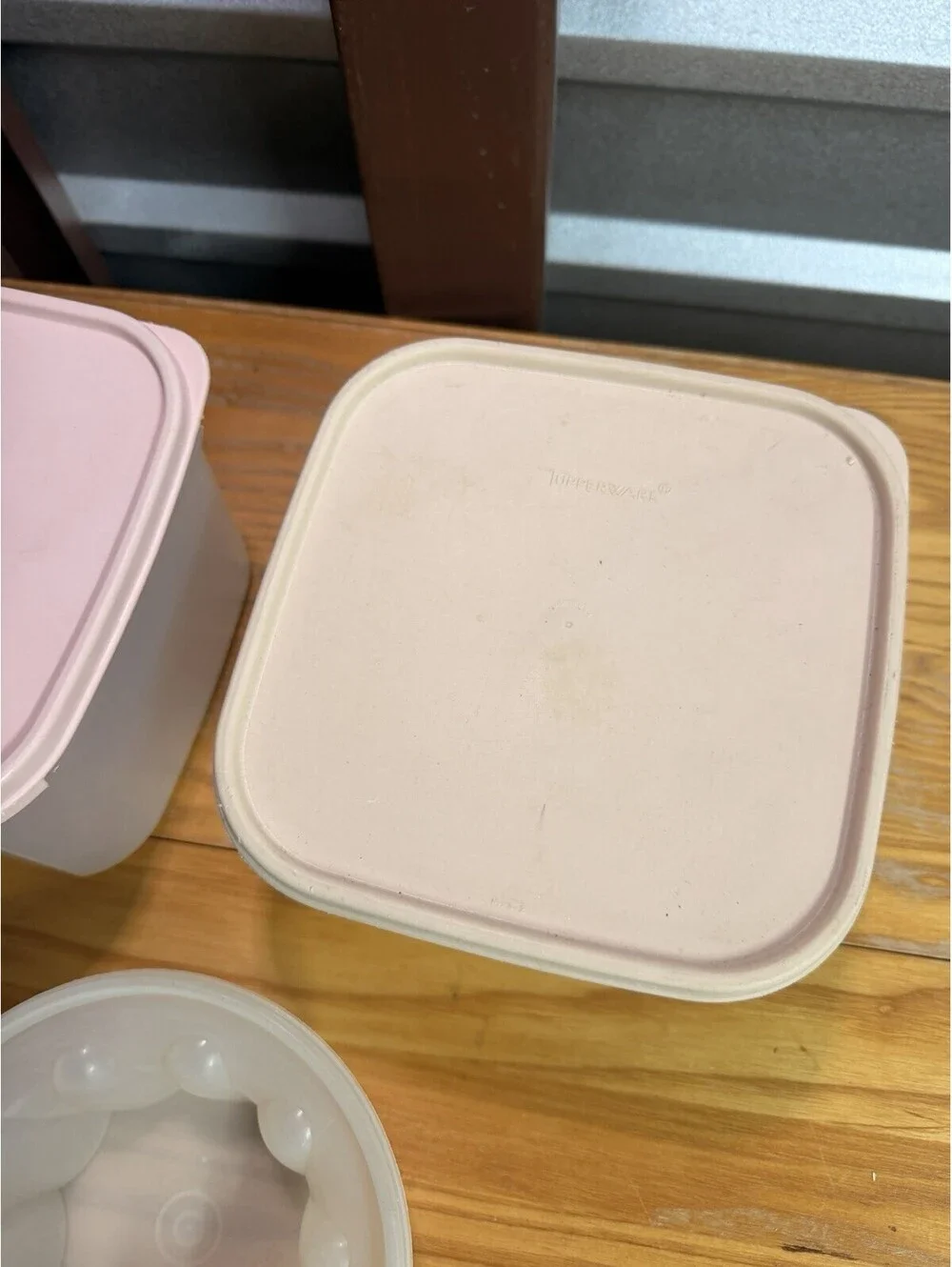 3 Tupperware Modular Mates Rectangular Jello Containers Pink lids VTG